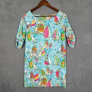 Lilly Pulitzer You Gotta Regatta Camie Sailboat Print Short Sleeve Dress Sz XS